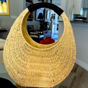 A New Day Straw half moon Rattan bag purse